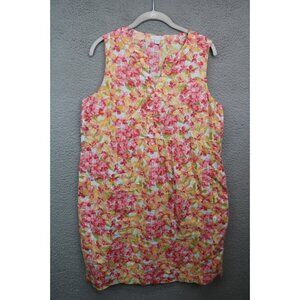 Love Linen J. Jill Sleeveless 100% Linen Floral Dress-M/P-Cottagecore-Pockets